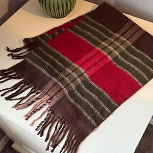 Royal Rossi Plaid Fringe Scarf in Red and Brown